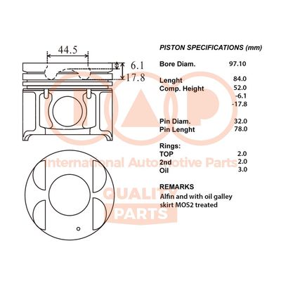 10007184 IAP QUALITY PARTS Поршень