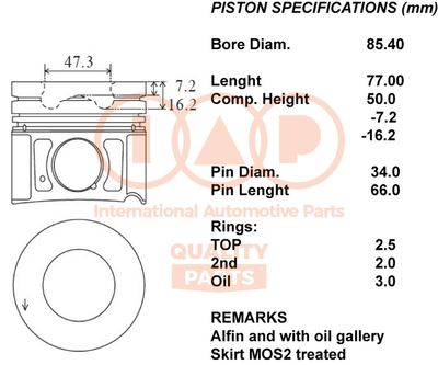 10007006 IAP QUALITY PARTS Поршень