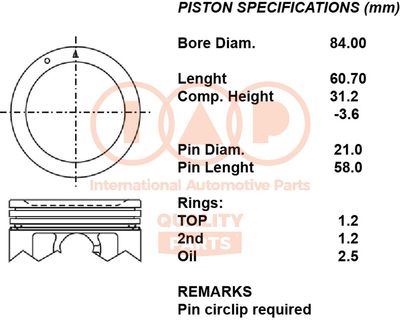 10016158 IAP QUALITY PARTS Поршень