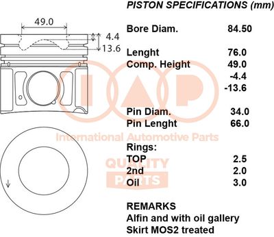 10007001 IAP QUALITY PARTS Поршень