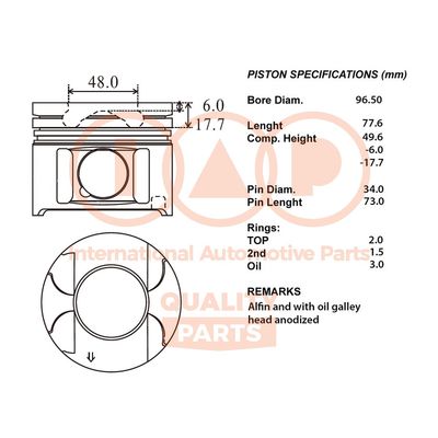 10017059 IAP QUALITY PARTS Поршень