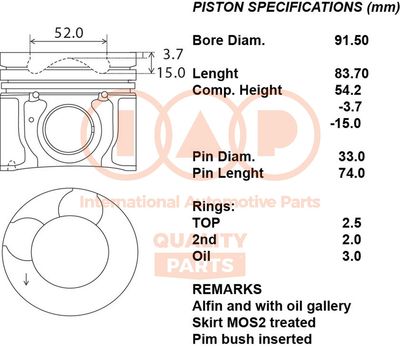 10021086 IAP QUALITY PARTS Поршень