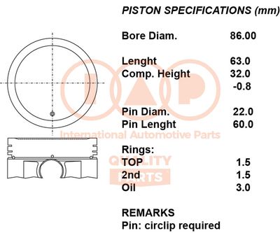 10113082 IAP QUALITY PARTS Поршень