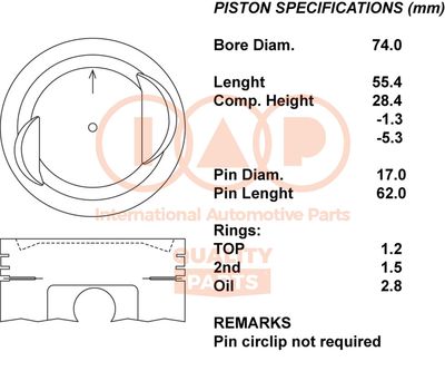 10116030 IAP QUALITY PARTS Поршень