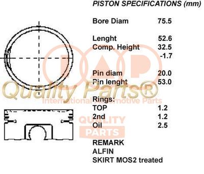 10121070 IAP QUALITY PARTS Поршень