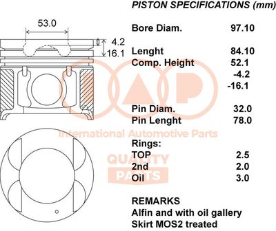 10021056 IAP QUALITY PARTS Поршень