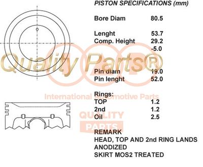 10013183 IAP QUALITY PARTS Поршень