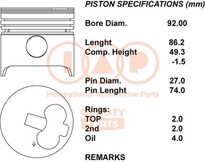 10117060 IAP QUALITY PARTS Поршень