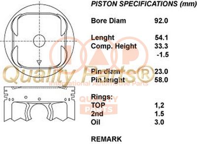 10115050 IAP QUALITY PARTS Поршень