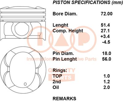 10000116 IAP QUALITY PARTS Поршень