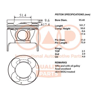 10009018 IAP QUALITY PARTS Поршень