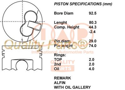 10117053 IAP QUALITY PARTS Поршень