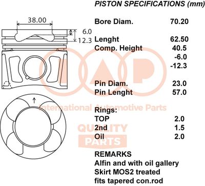 10016076 IAP QUALITY PARTS Поршень