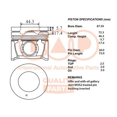 10007089 IAP QUALITY PARTS Поршень