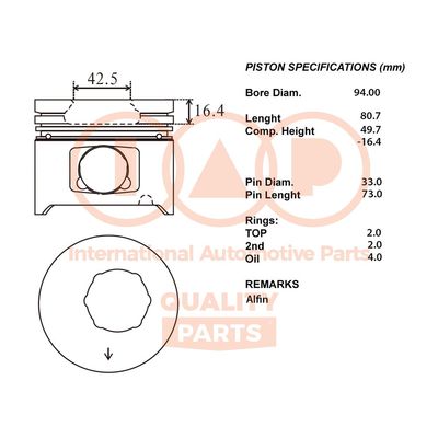 10017046 IAP QUALITY PARTS Поршень