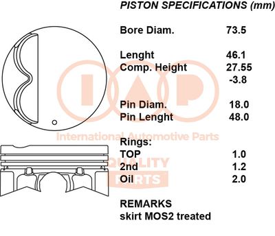 10016083 IAP QUALITY PARTS Поршень