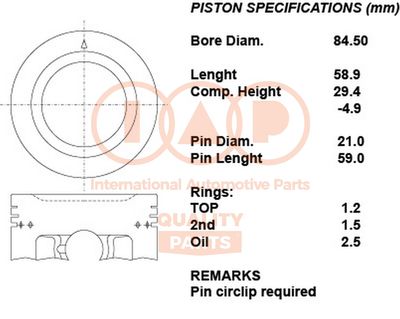 10016157 IAP QUALITY PARTS Поршень