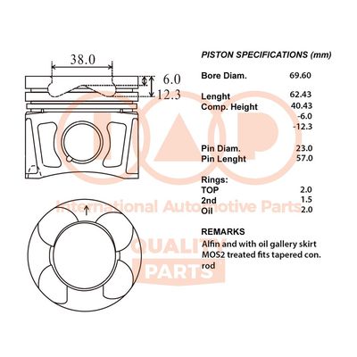 10016074 IAP QUALITY PARTS Поршень