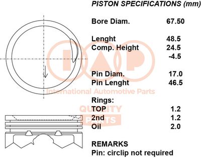 10007095 IAP QUALITY PARTS Поршень