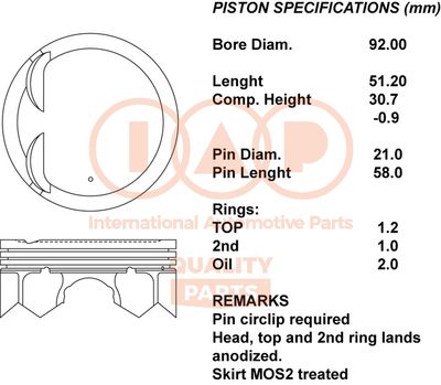 10016152 IAP QUALITY PARTS Поршень