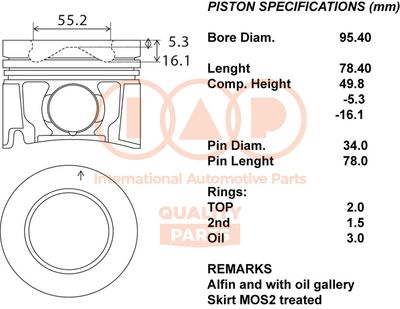 10009098 IAP QUALITY PARTS Поршень