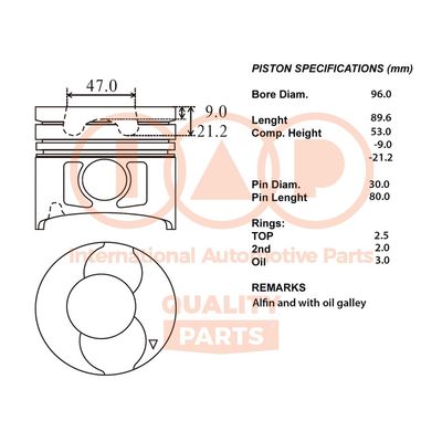 10013062 IAP QUALITY PARTS Поршень