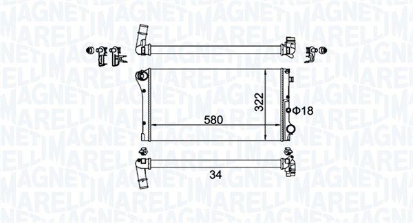 350213161500 MAGNETI MARELLI Радиатор, охлаждение двигателя