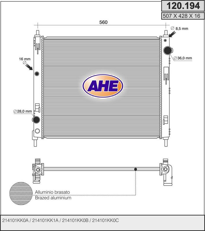 120194 AHE Радиатор, охлаждение двигателя