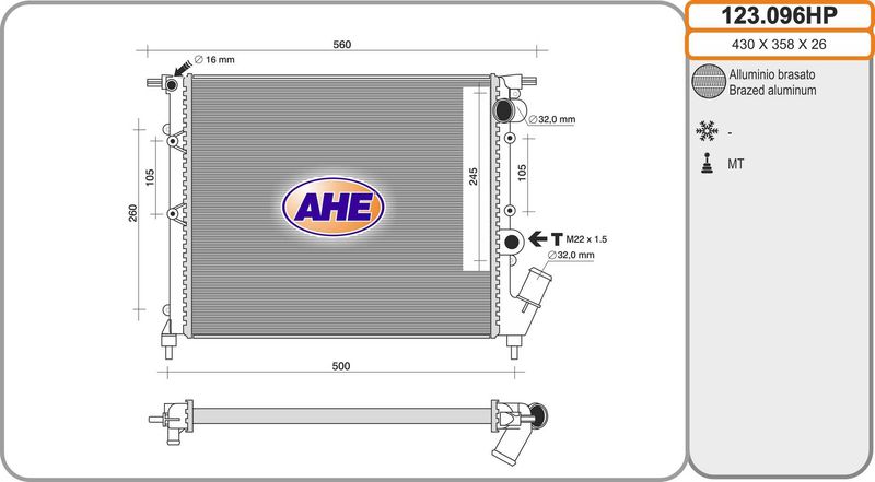 123096HP AHE Радиатор, охлаждение двигателя