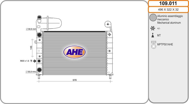 109011 AHE Радиатор, охлаждение двигателя
