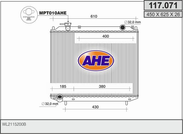 117071 AHE Радиатор, охлаждение двигателя