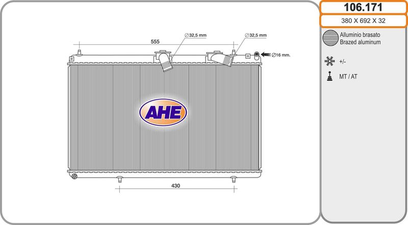 106171 AHE Радиатор, охлаждение двигателя