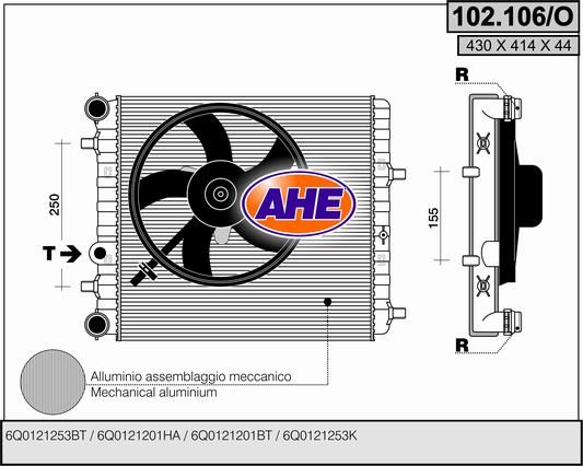 102106O AHE Радиатор, охлаждение двигателя