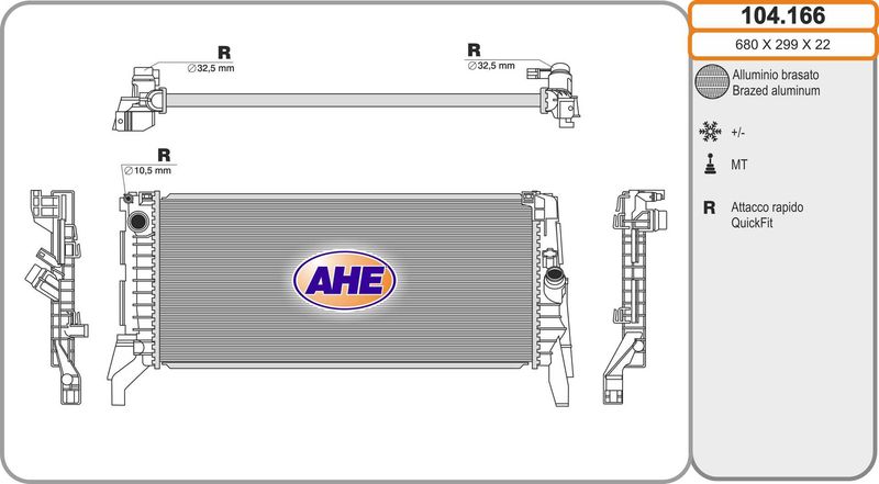 104166 AHE Радиатор, охлаждение двигателя