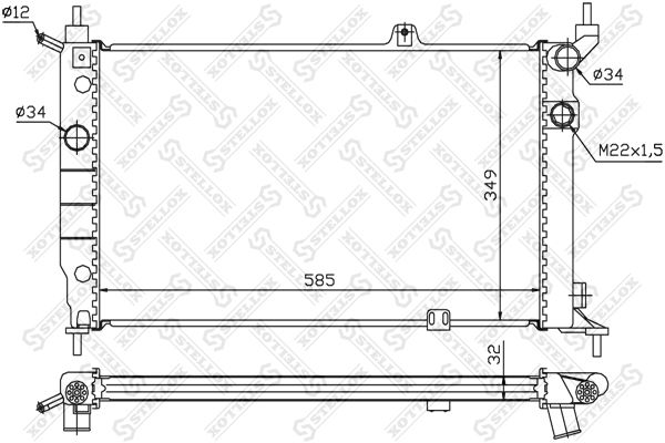 1025416SX STELLOX Радиатор, охлаждение двигателя