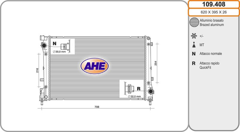 109408 AHE Радиатор, охлаждение двигателя