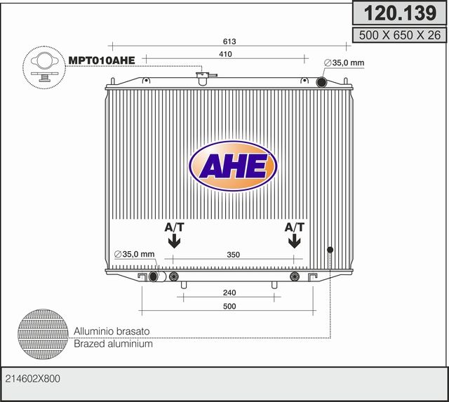 120139 AHE Радиатор, охлаждение двигателя