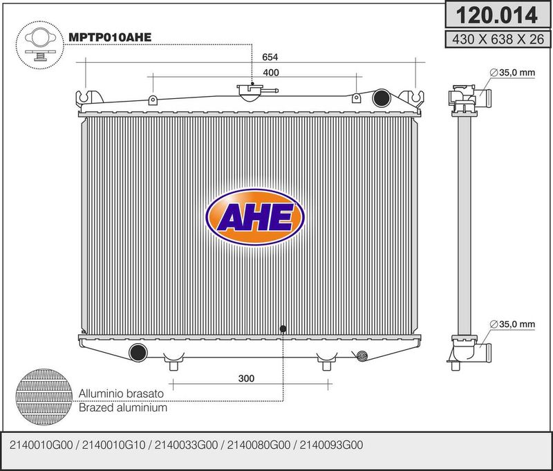 120014 AHE Радиатор, охлаждение двигателя