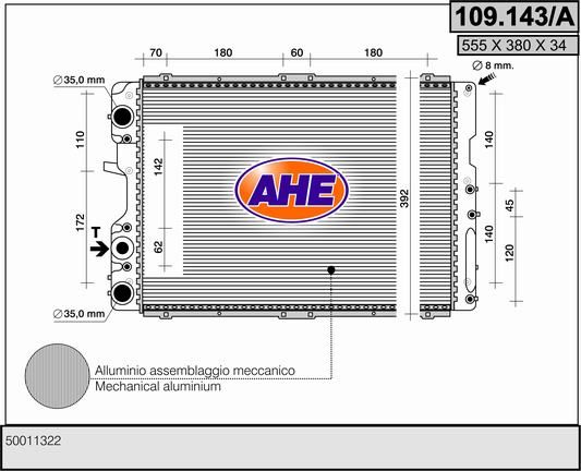 109143A AHE Радиатор, охлаждение двигателя