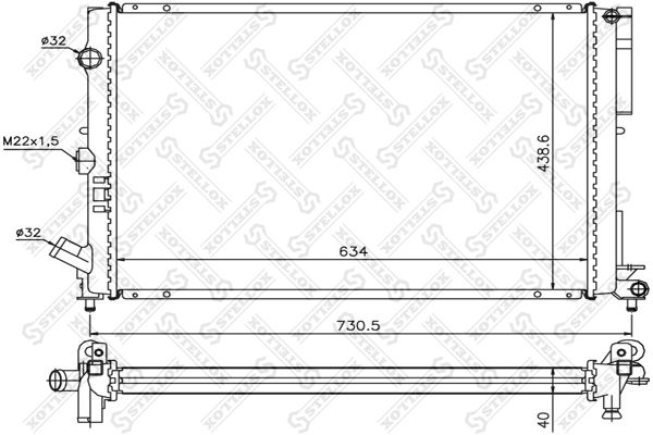 1025037SX STELLOX Радиатор, охлаждение двигателя