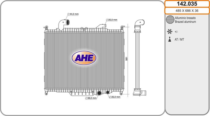 142035 AHE Радиатор, охлаждение двигателя