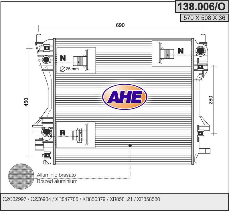 138006O AHE Радиатор, охлаждение двигателя