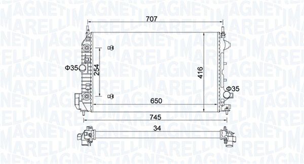 350213162500 MAGNETI MARELLI Радиатор, охлаждение двигателя