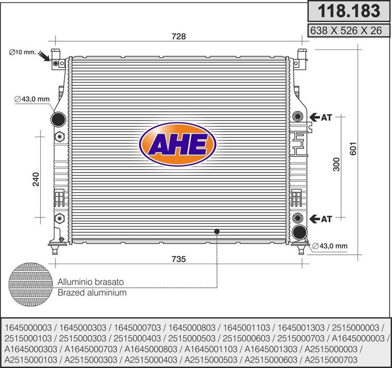 118183 AHE Радиатор, охлаждение двигателя