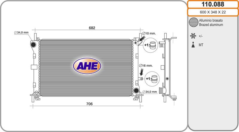 110088 AHE Радиатор, охлаждение двигателя