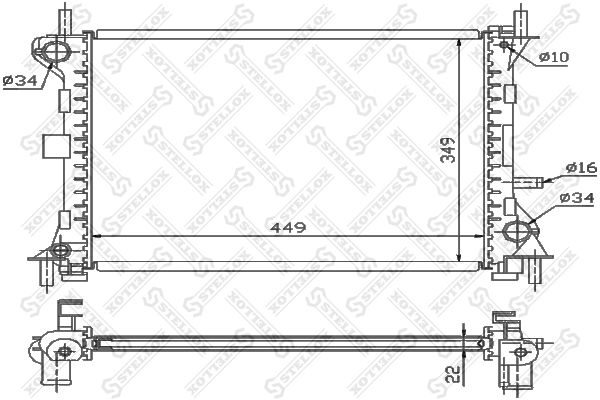 1025794SX STELLOX Радиатор, охлаждение двигателя