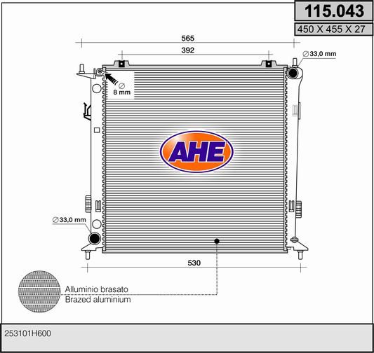 115043 AHE Радиатор, охлаждение двигателя