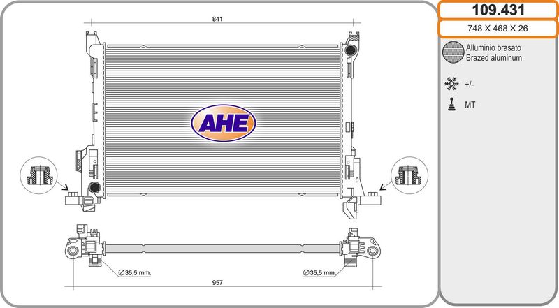109431 AHE Радиатор, охлаждение двигателя