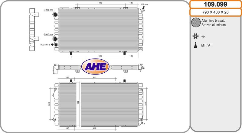 109099 AHE Радиатор, охлаждение двигателя