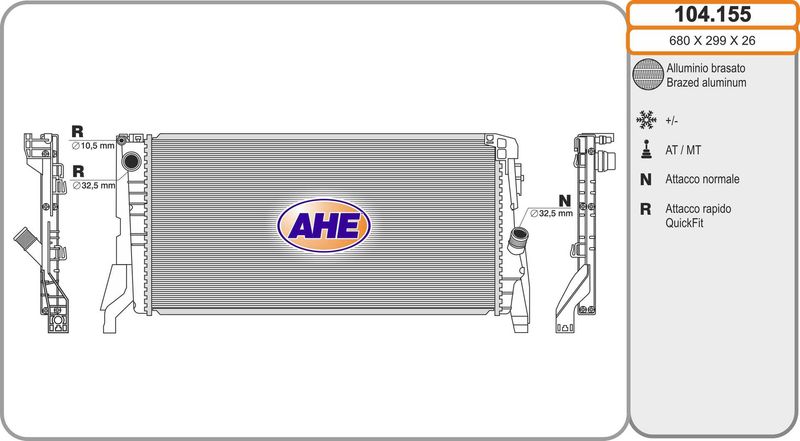104155 AHE Радиатор, охлаждение двигателя